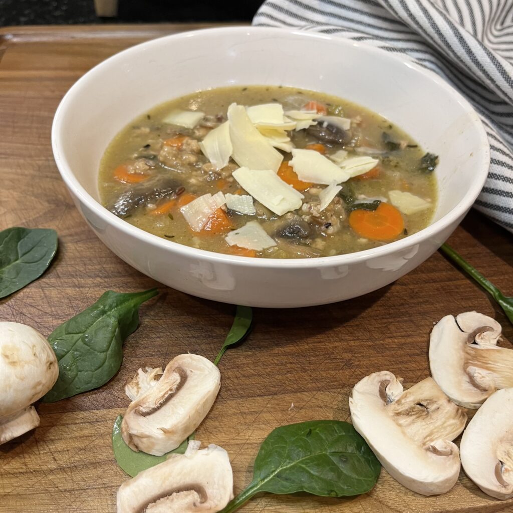 Instant Pot Creamy Chicken, Mushroom, and Wild Rice Soup in Under 30 Minutes