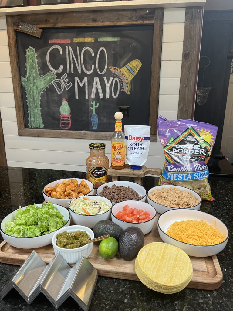 ingredients for Tacos and margaritas
